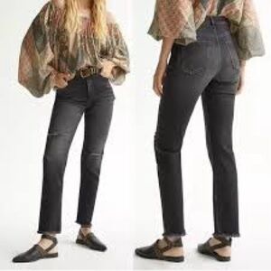 Anthropologie Pilcro The Relaxed Straight Black Distressed Jeans